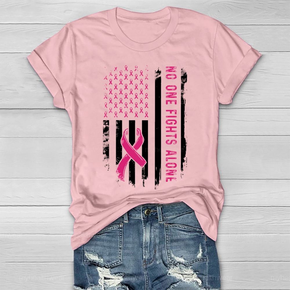 No One Fights Alone Pink Ribbon Healthwear T-shirt