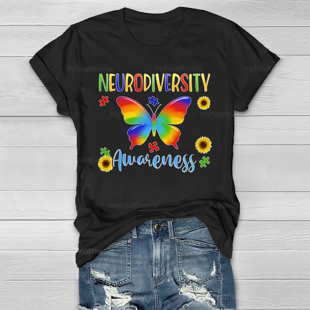 Neurodiversity Awareness Butterfly Healthwear T-shirt