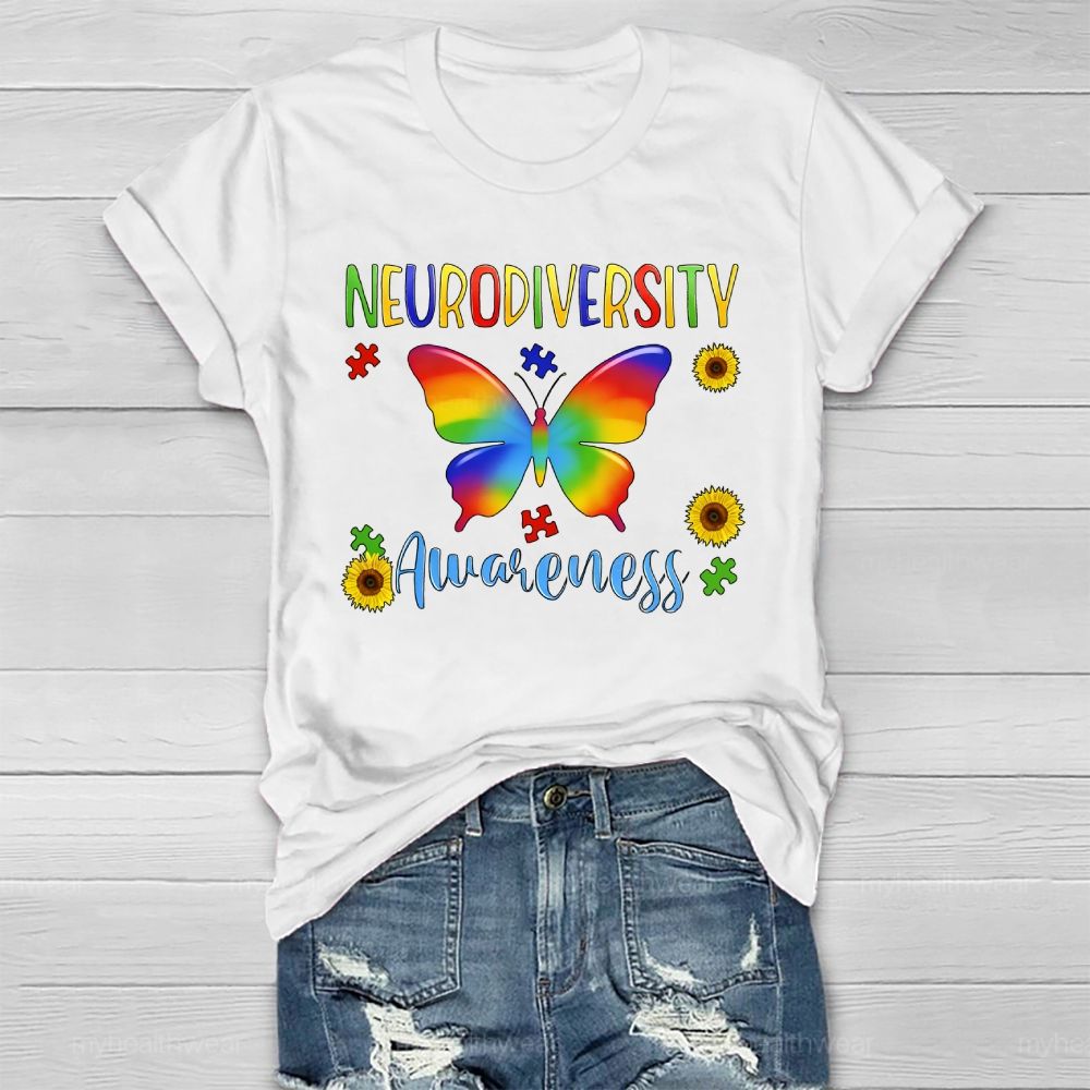 Neurodiversity Awareness Butterfly Healthwear T-shirt
