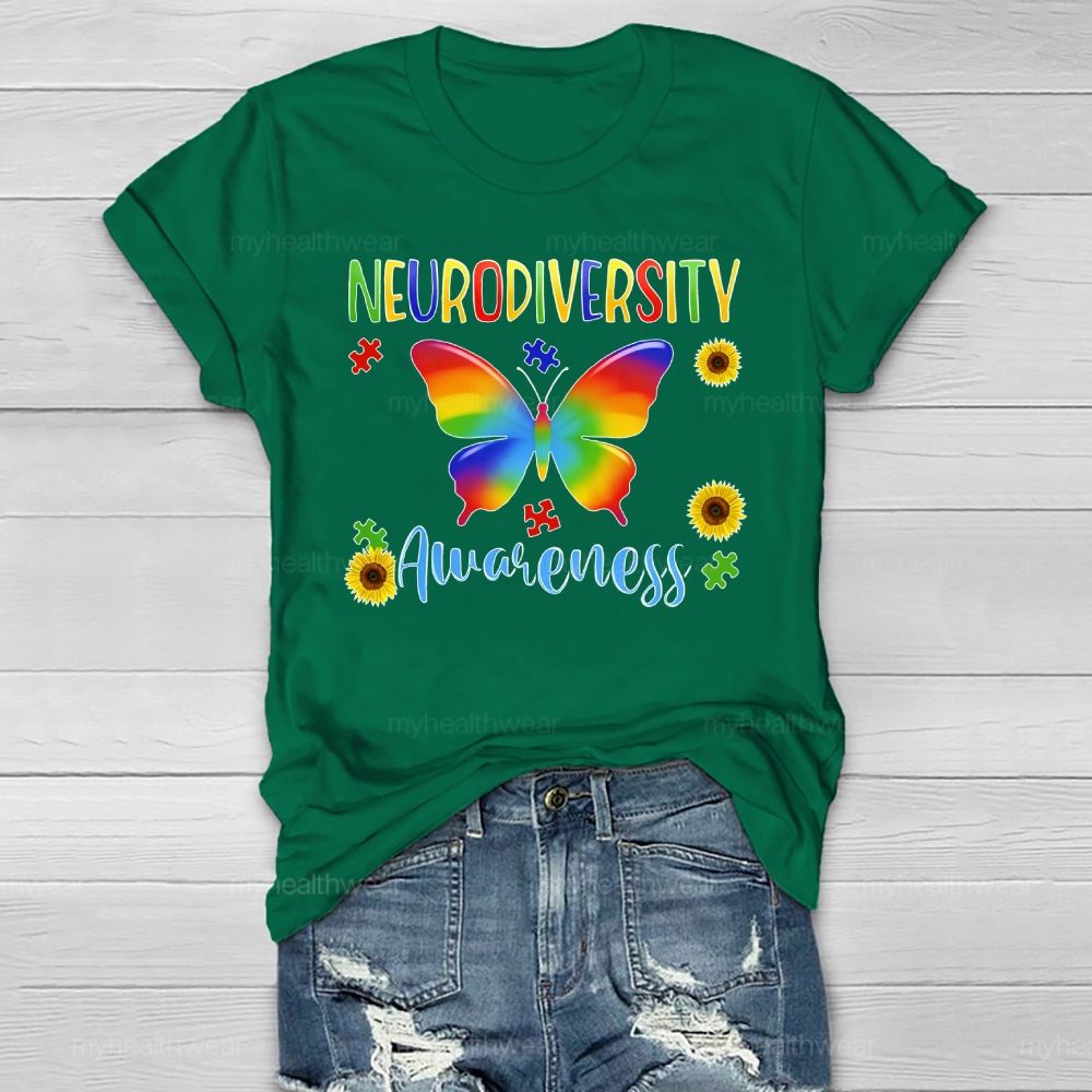 Neurodiversity Awareness Butterfly Healthwear T-shirt