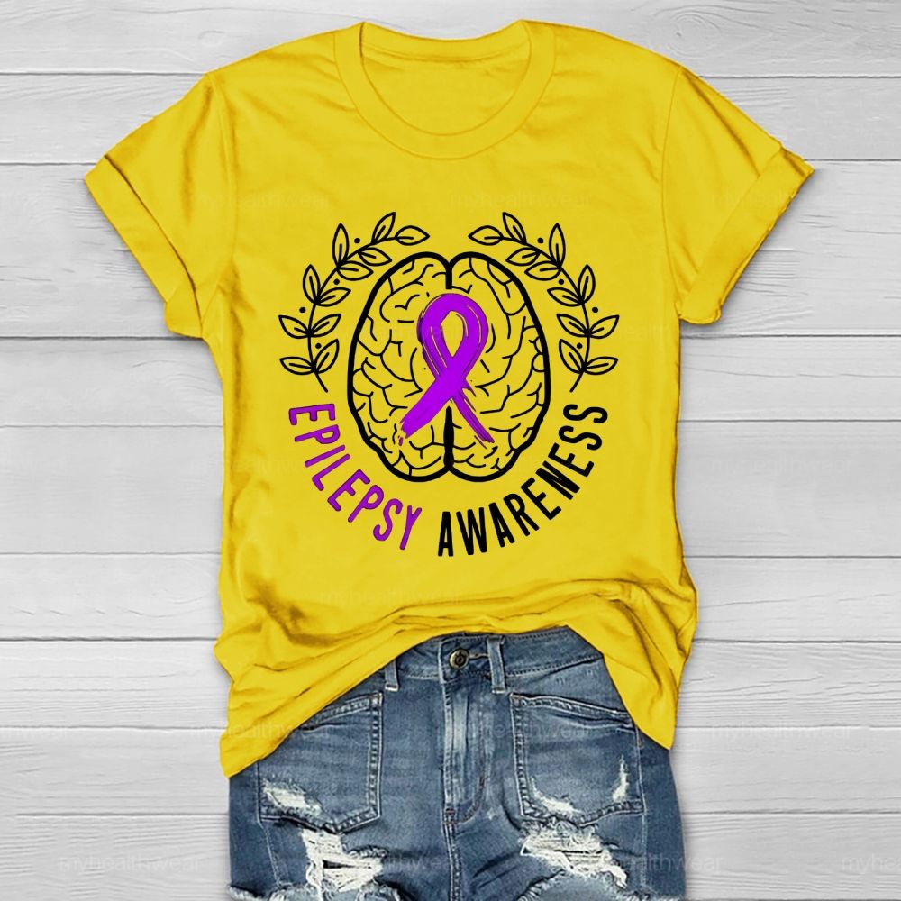 Epilepsy Awareness Purple Ribbon Brain Healthwear T-shirt