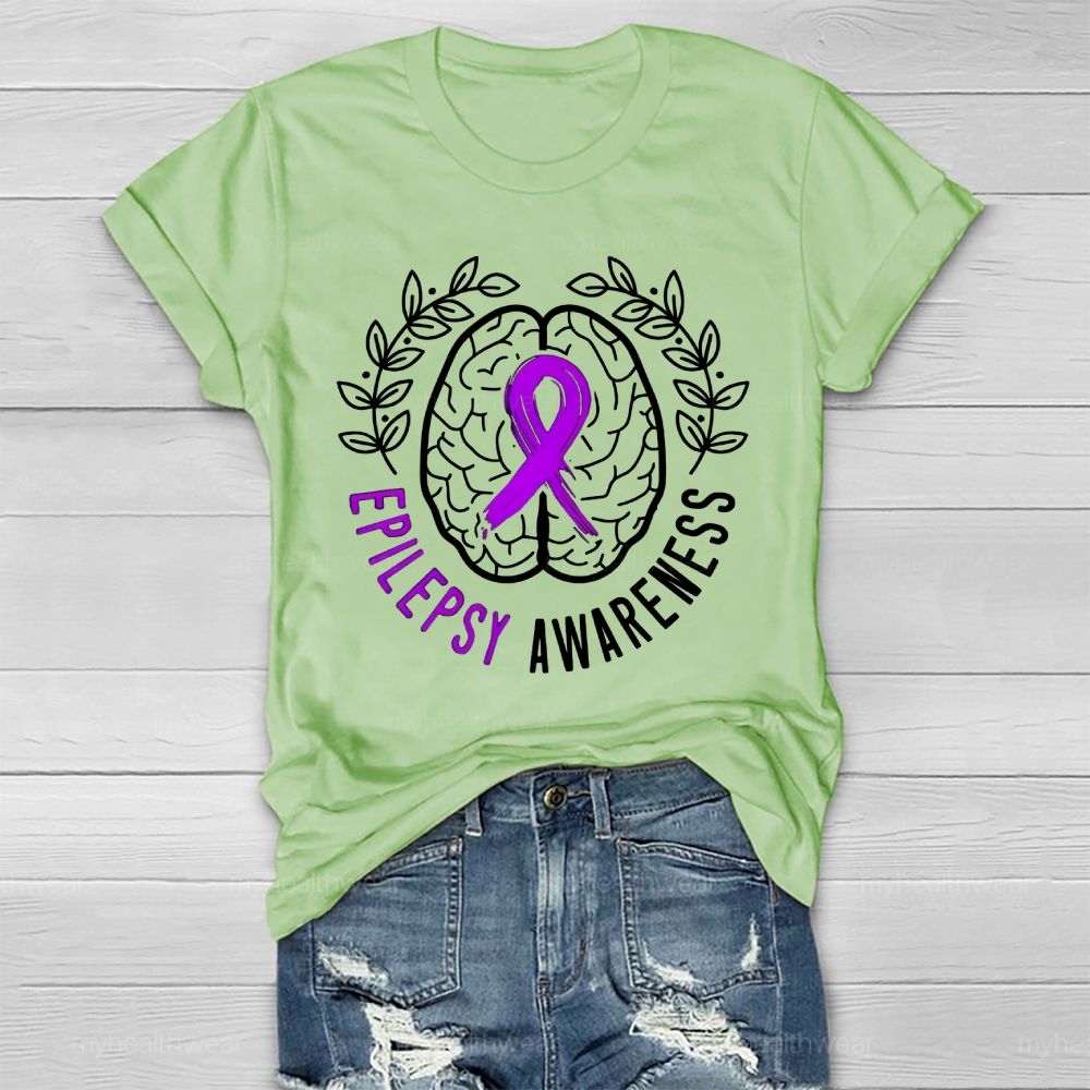 Epilepsy Awareness Purple Ribbon Brain Healthwear T-shirt