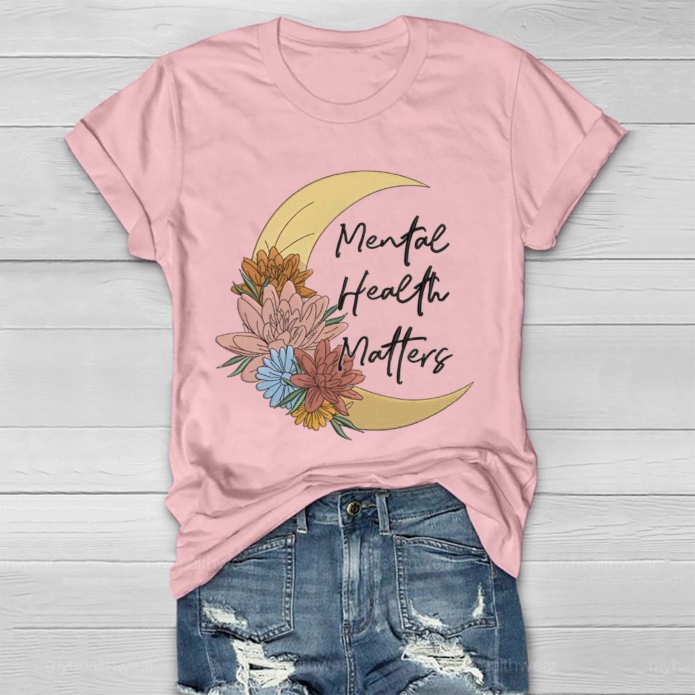 Mental Health Matters Moon Flower Healthwear T-shirt