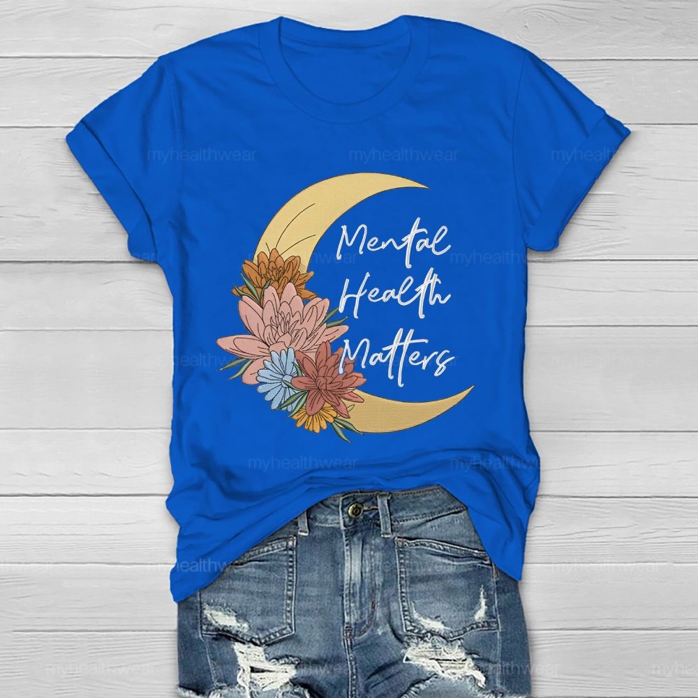 Mental Health Matters Moon Flower Healthwear T-shirt