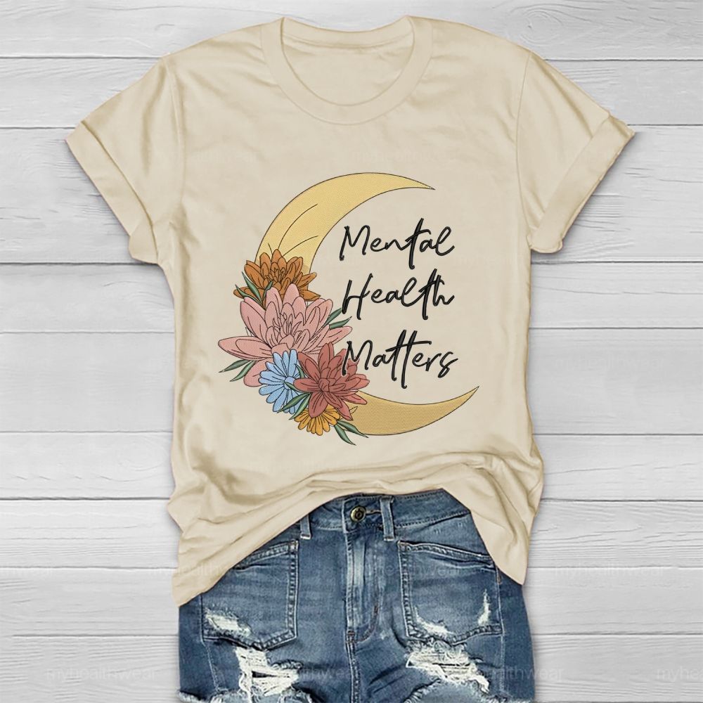 Mental Health Matters Moon Flower Healthwear T-shirt