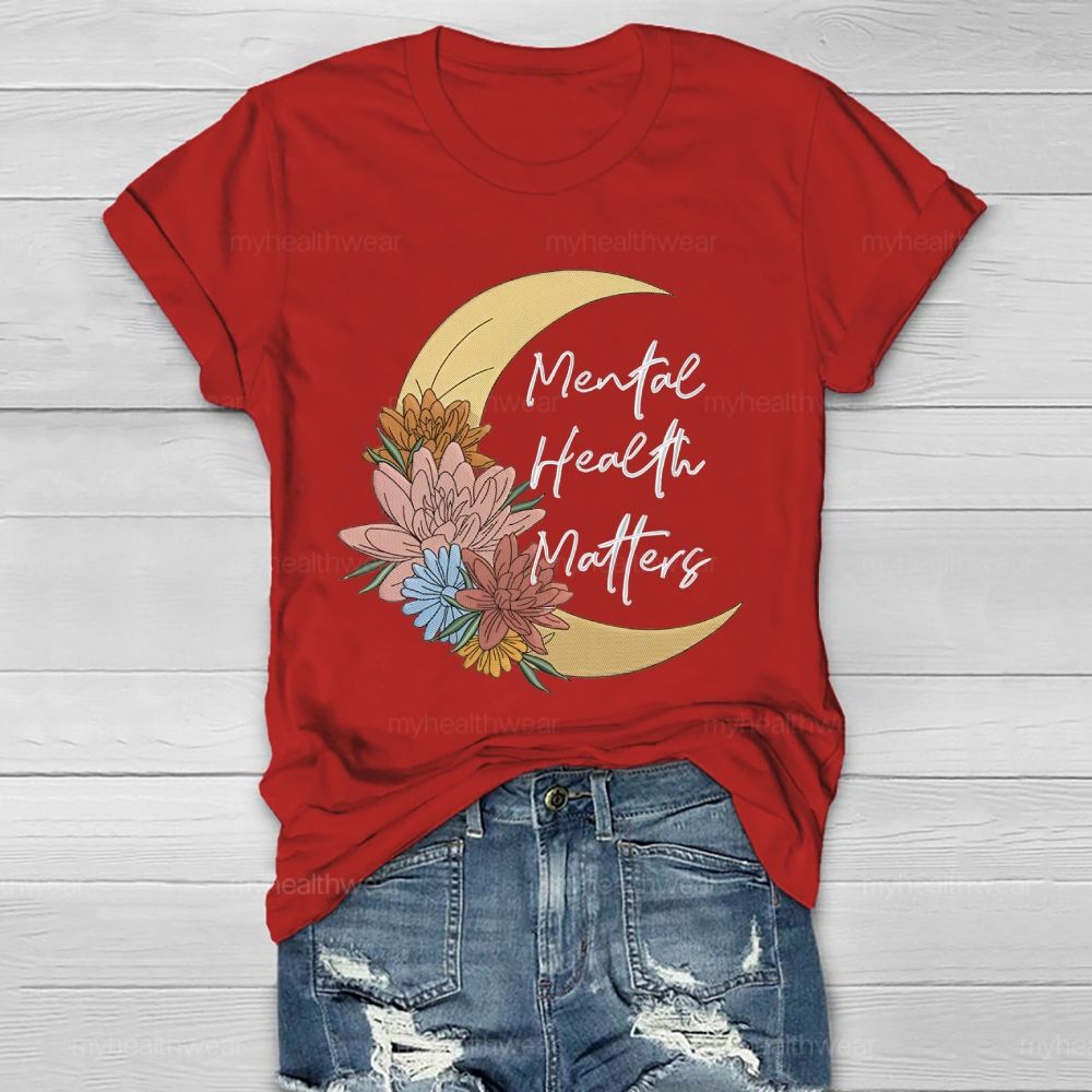 Mental Health Matters Moon Flower Healthwear T-shirt