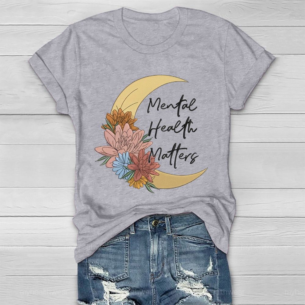 Mental Health Matters Moon Flower Healthwear T-shirt