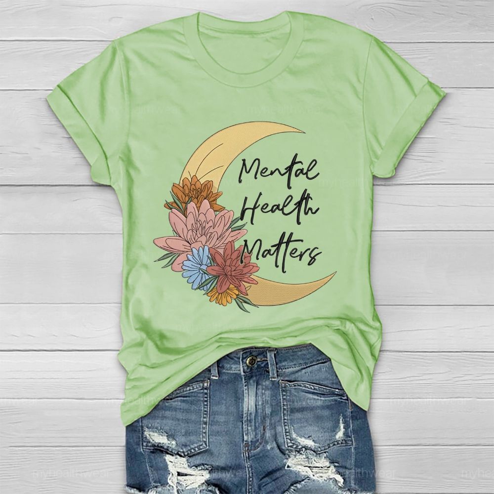 Mental Health Matters Moon Flower Healthwear T-shirt