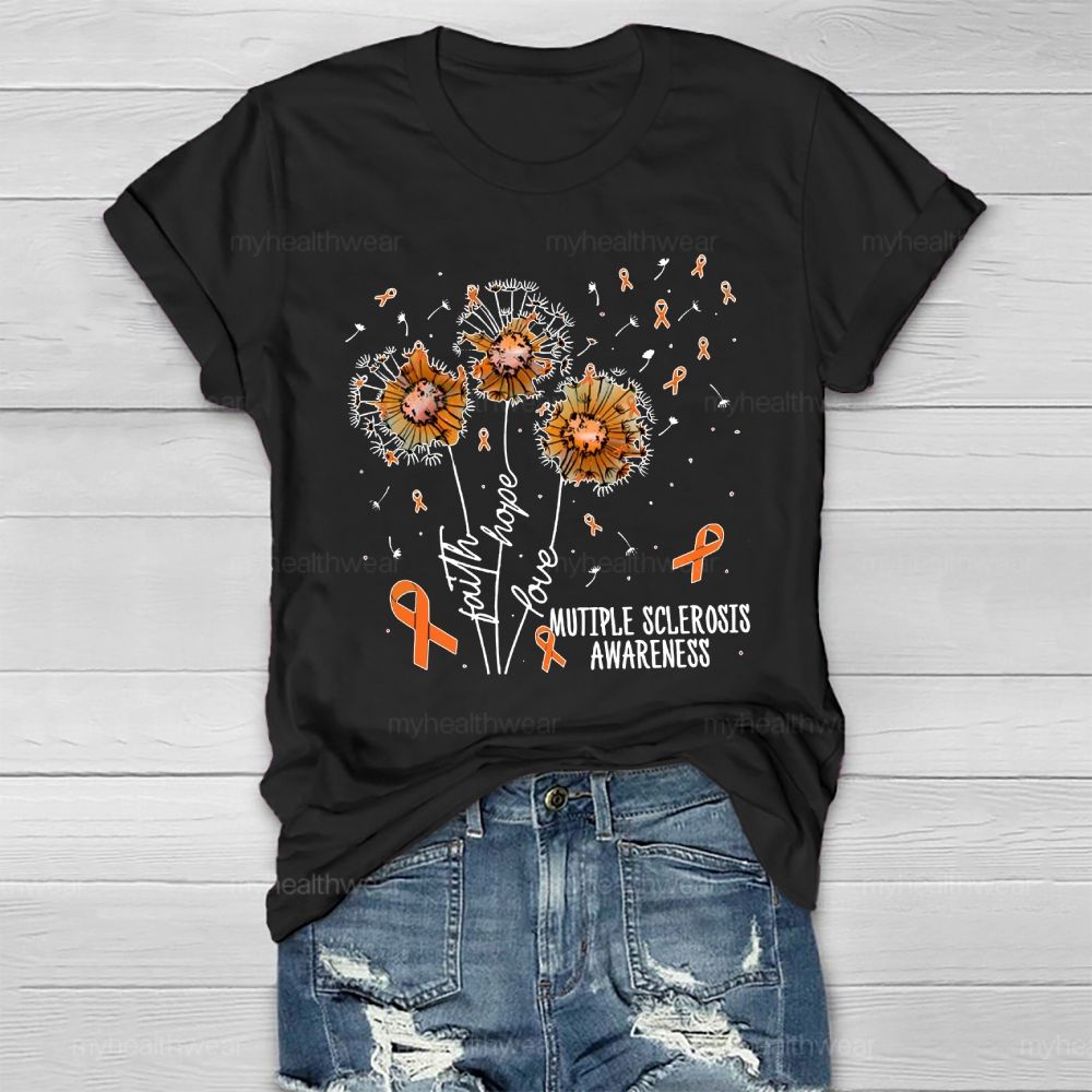 Hope Faith Love Multiple Sclerosis Awareness Healthwear T-shirt