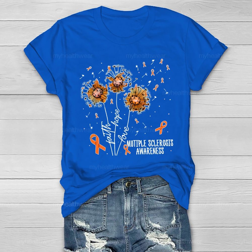 Hope Faith Love Multiple Sclerosis Awareness Healthwear T-shirt