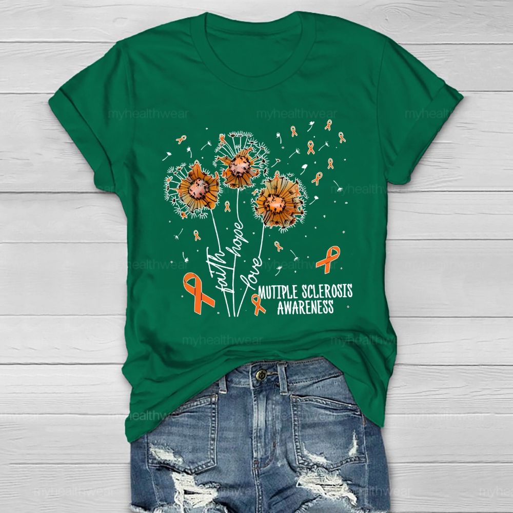 Hope Faith Love Multiple Sclerosis Awareness Healthwear T-shirt