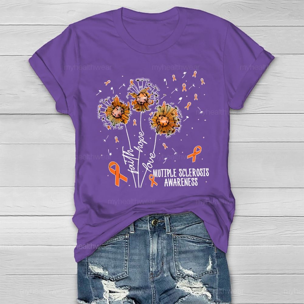 Hope Faith Love Multiple Sclerosis Awareness Healthwear T-shirt