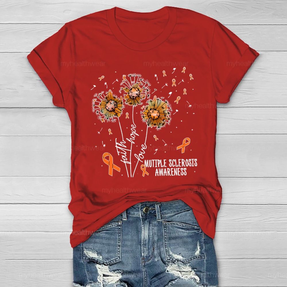Hope Faith Love Multiple Sclerosis Awareness Healthwear T-shirt