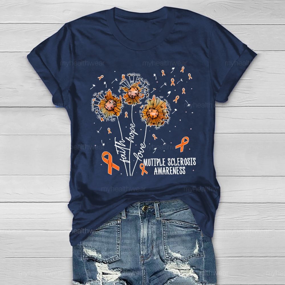 Hope Faith Love Multiple Sclerosis Awareness Healthwear T-shirt