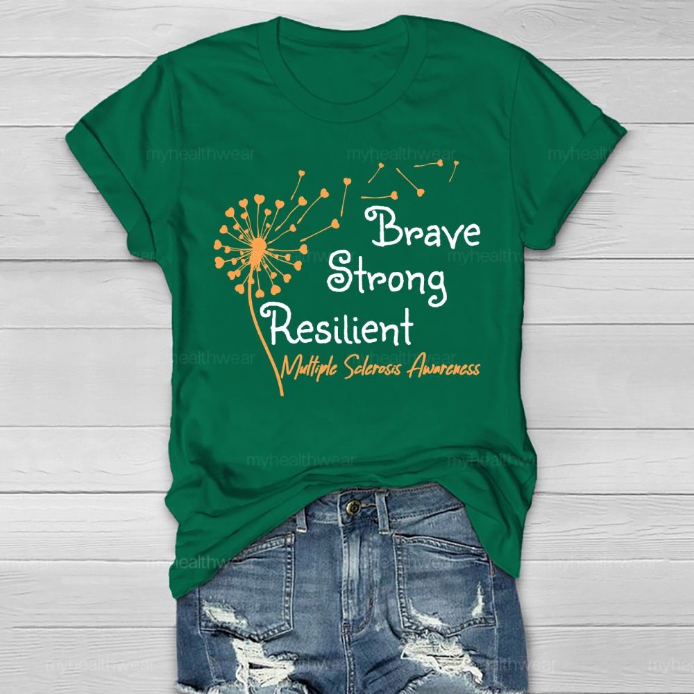 Brave Strong Resilient Multiple Sclerosis Awareness Healthwear T-shirt