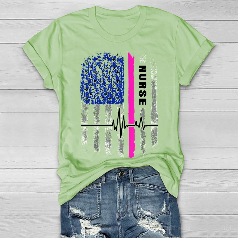 Nurse Flag Star Healthwear T-shirt
