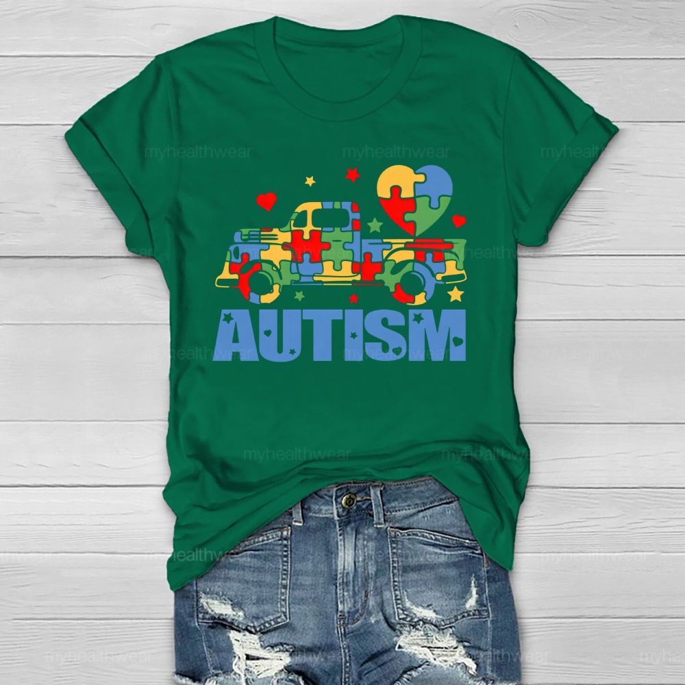 Autism Puzzle Car Star Healthwear T-shirt