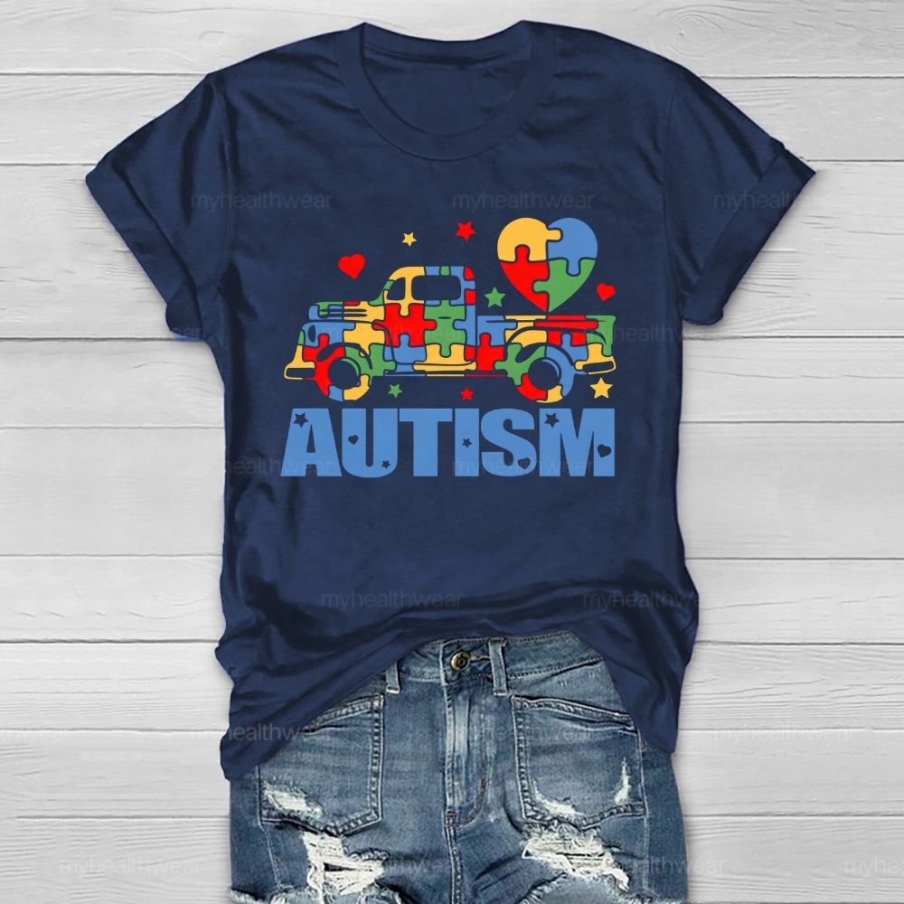 Autism Puzzle Car Star Healthwear T-shirt