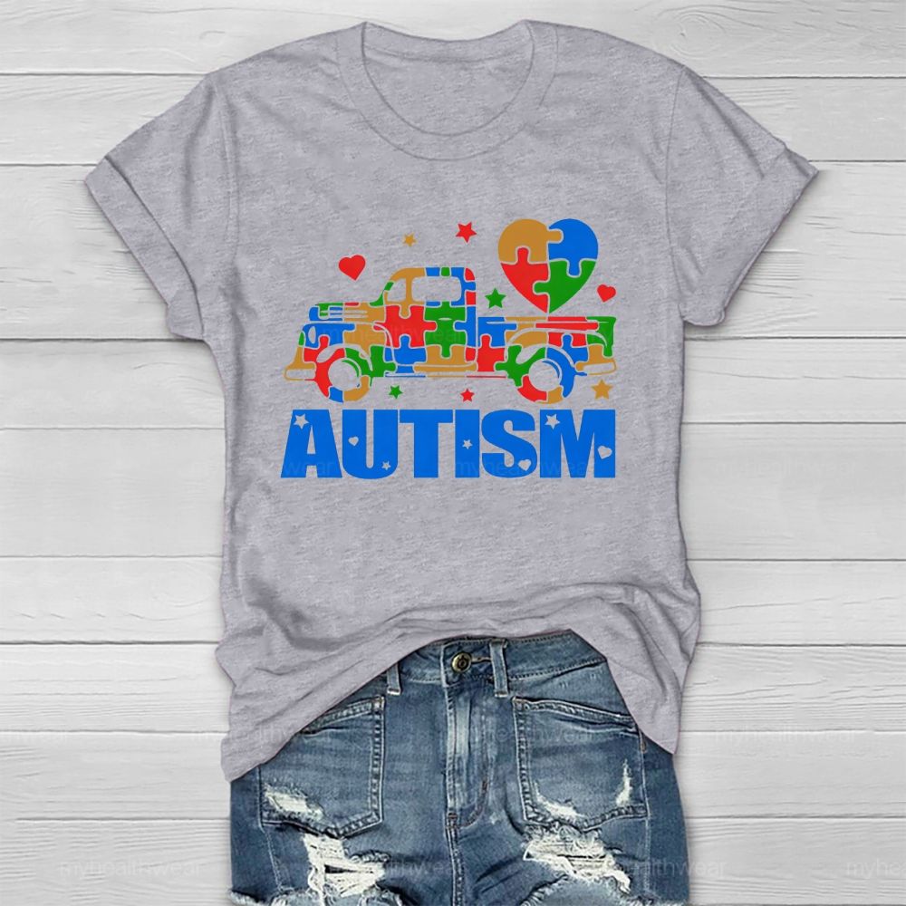 Autism Puzzle Car Star Healthwear T-shirt