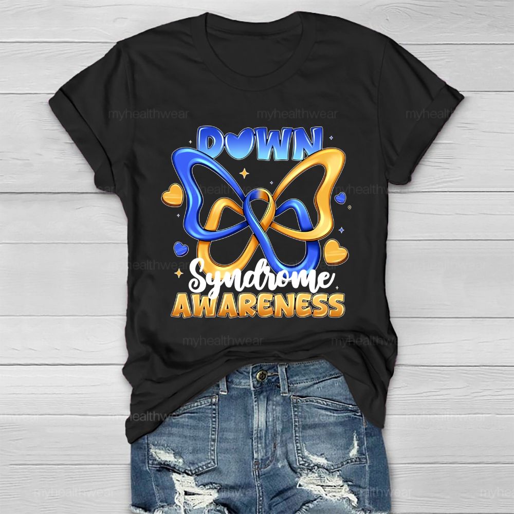Down Syndrome Awareness Butterfly Healthwear T-shirt