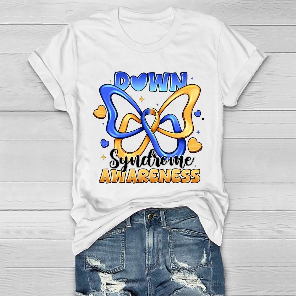 Down Syndrome Awareness Butterfly Healthwear T-shirt