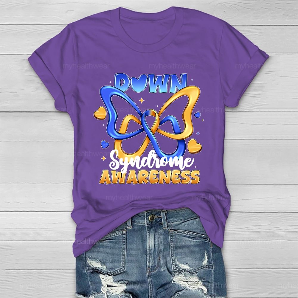 Down Syndrome Awareness Butterfly Healthwear T-shirt