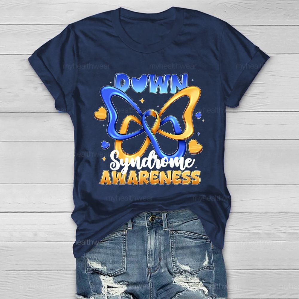 Down Syndrome Awareness Butterfly Healthwear T-shirt
