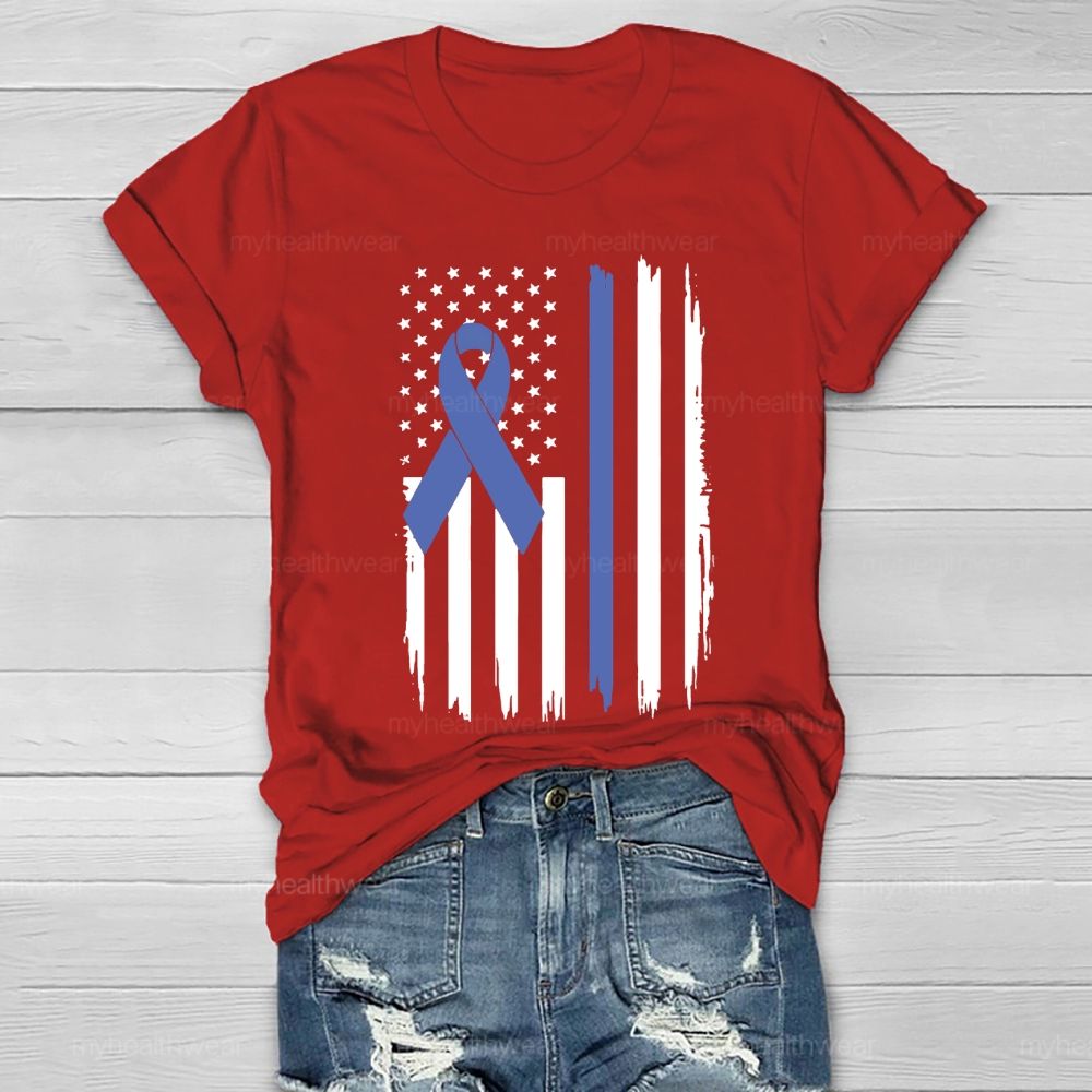Blue Ribbon Flag Healthwear T-shirt