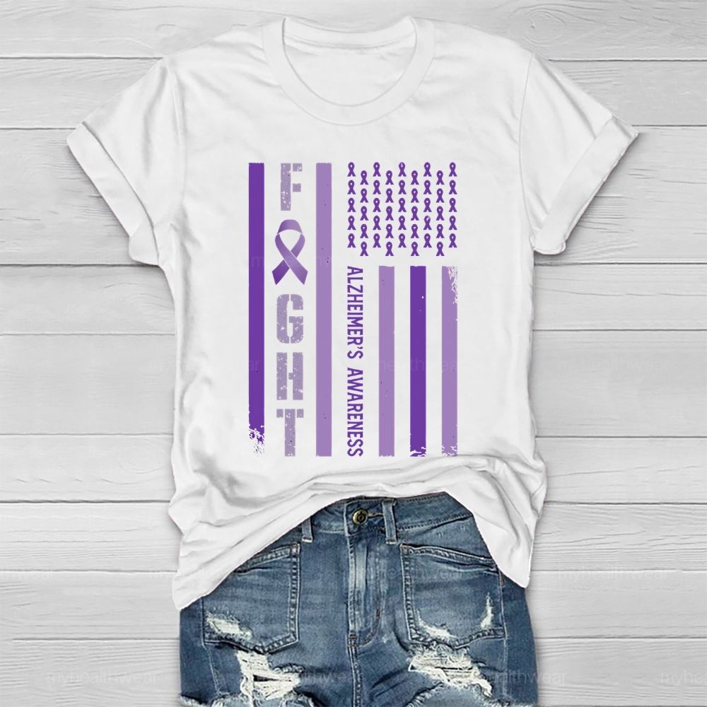 Fight Alzheimer's Awareness Flag Healthwear T-shirt