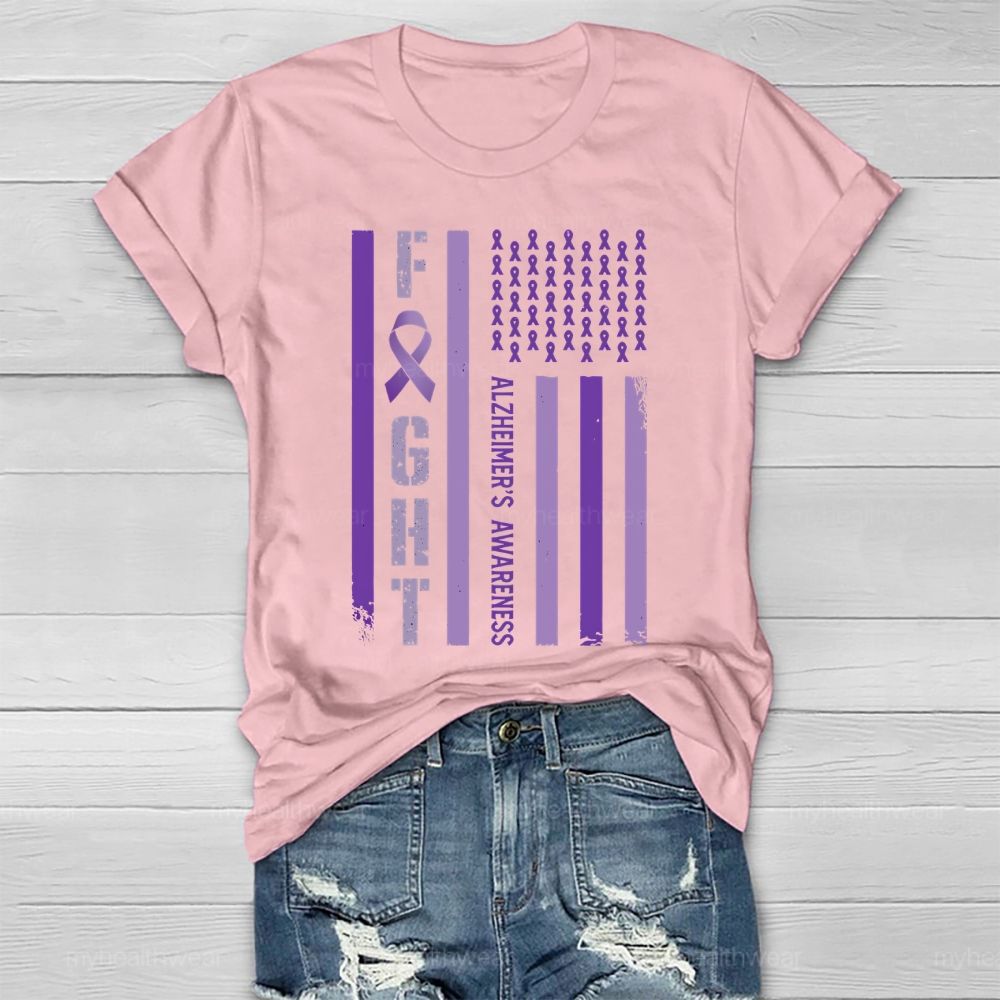 Fight Alzheimer's Awareness Flag Healthwear T-shirt