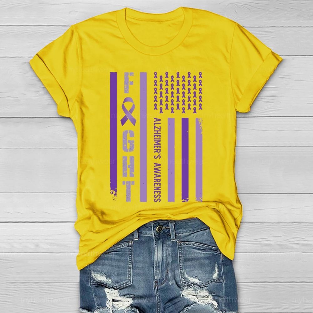 Fight Alzheimer's Awareness Flag Healthwear T-shirt
