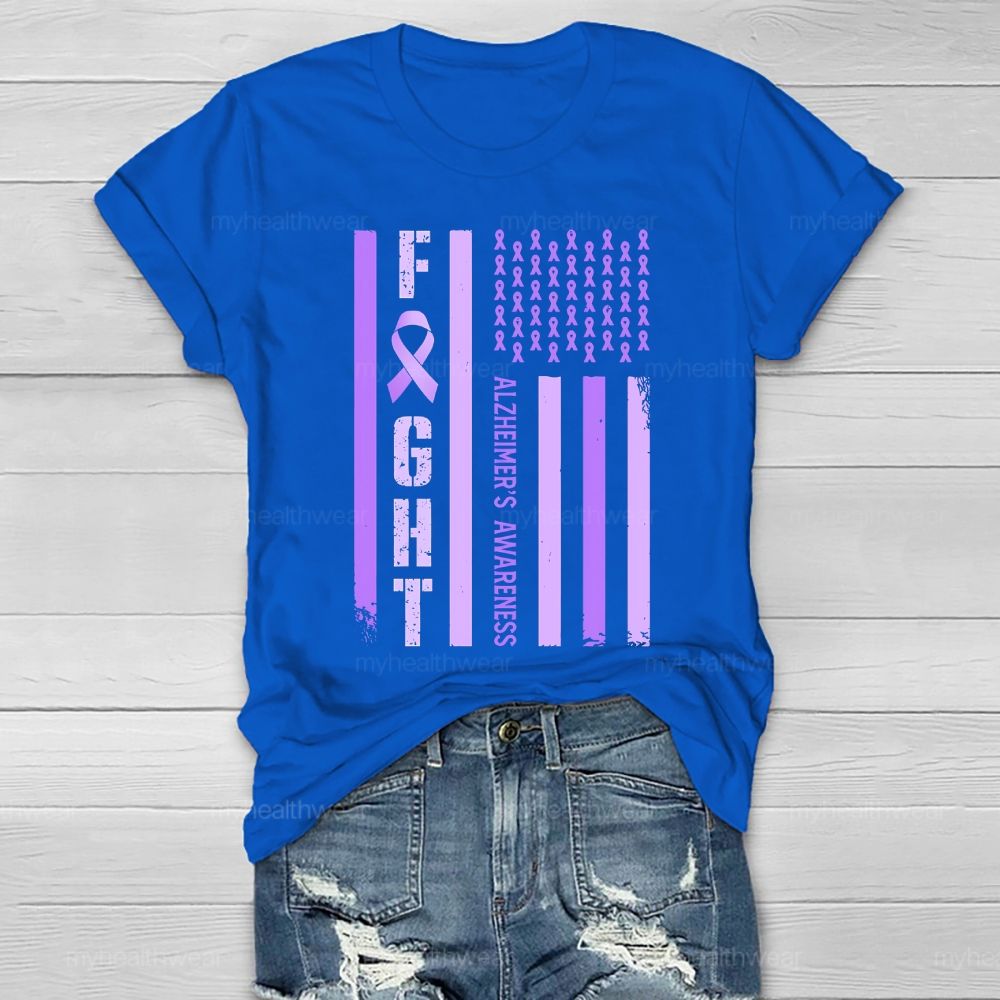 Fight Alzheimer's Awareness Flag Healthwear T-shirt