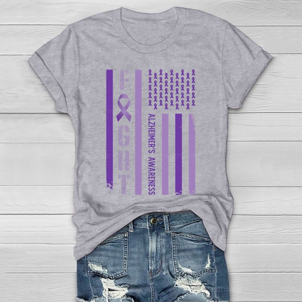 Fight Alzheimer's Awareness Flag Healthwear T-shirt
