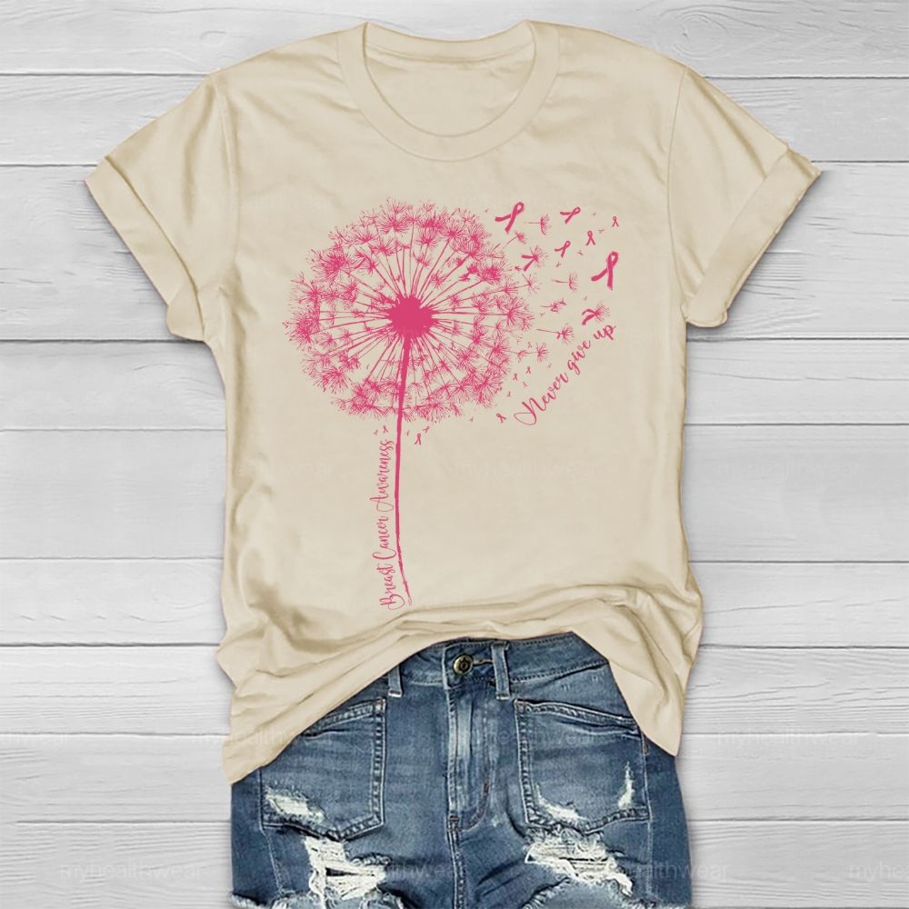 Breast Cancer Awareness Never Give Up Healthwear T-shirt