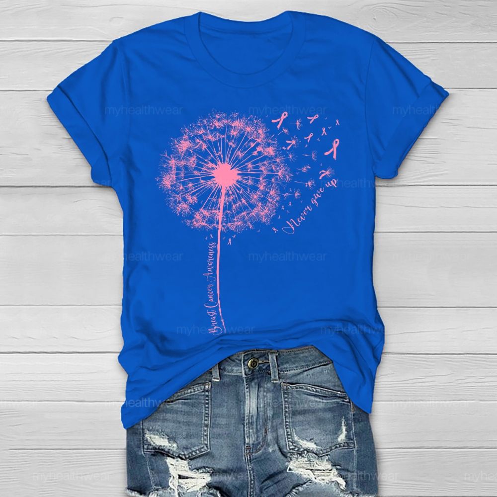 Breast Cancer Awareness Never Give Up Healthwear T-shirt