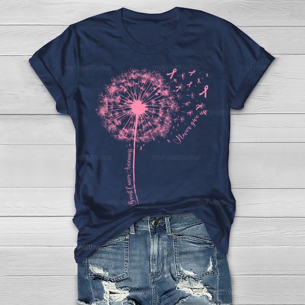 Breast Cancer Awareness Never Give Up Healthwear T-shirt