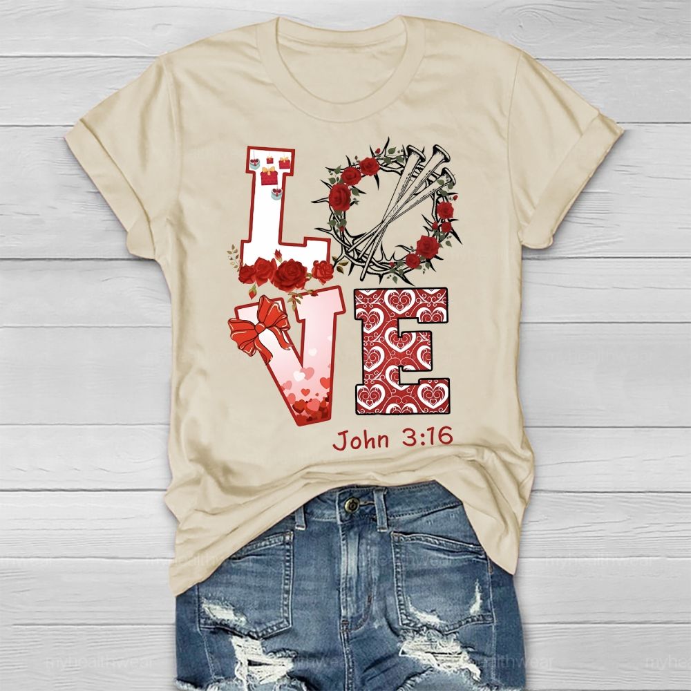 Love John 3:16 Rose Healthwear T-shirt
