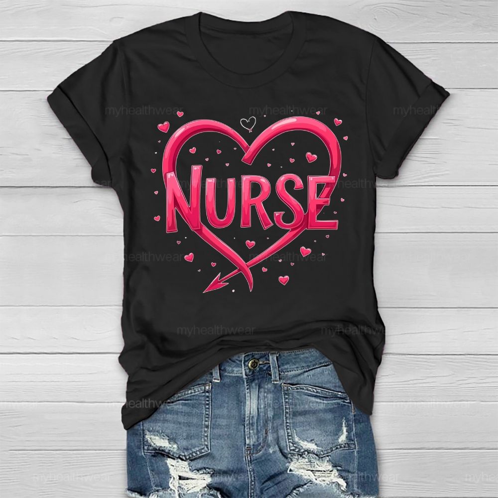 Nurse Pink Heart Healthwear T-shirt