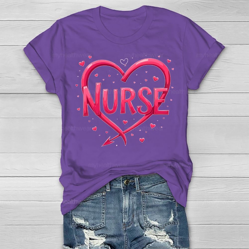 Nurse Pink Heart Healthwear T-shirt