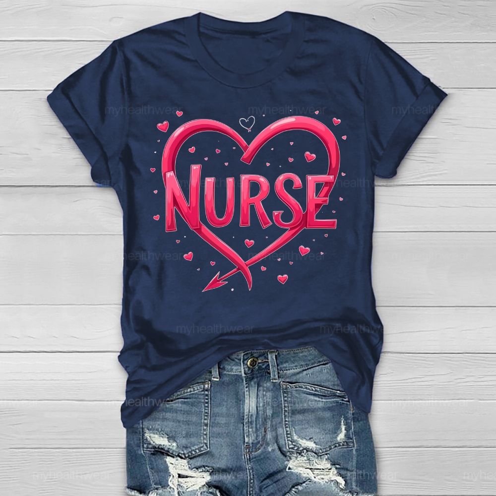 Nurse Pink Heart Healthwear T-shirt