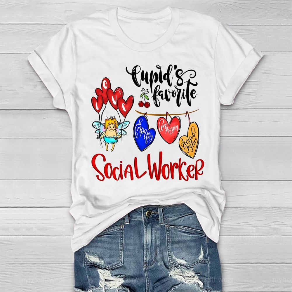 Cupid's Favorite Social Worker Healthwear T-shirt