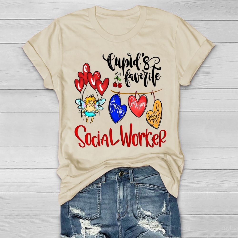 Cupid's Favorite Social Worker Healthwear T-shirt