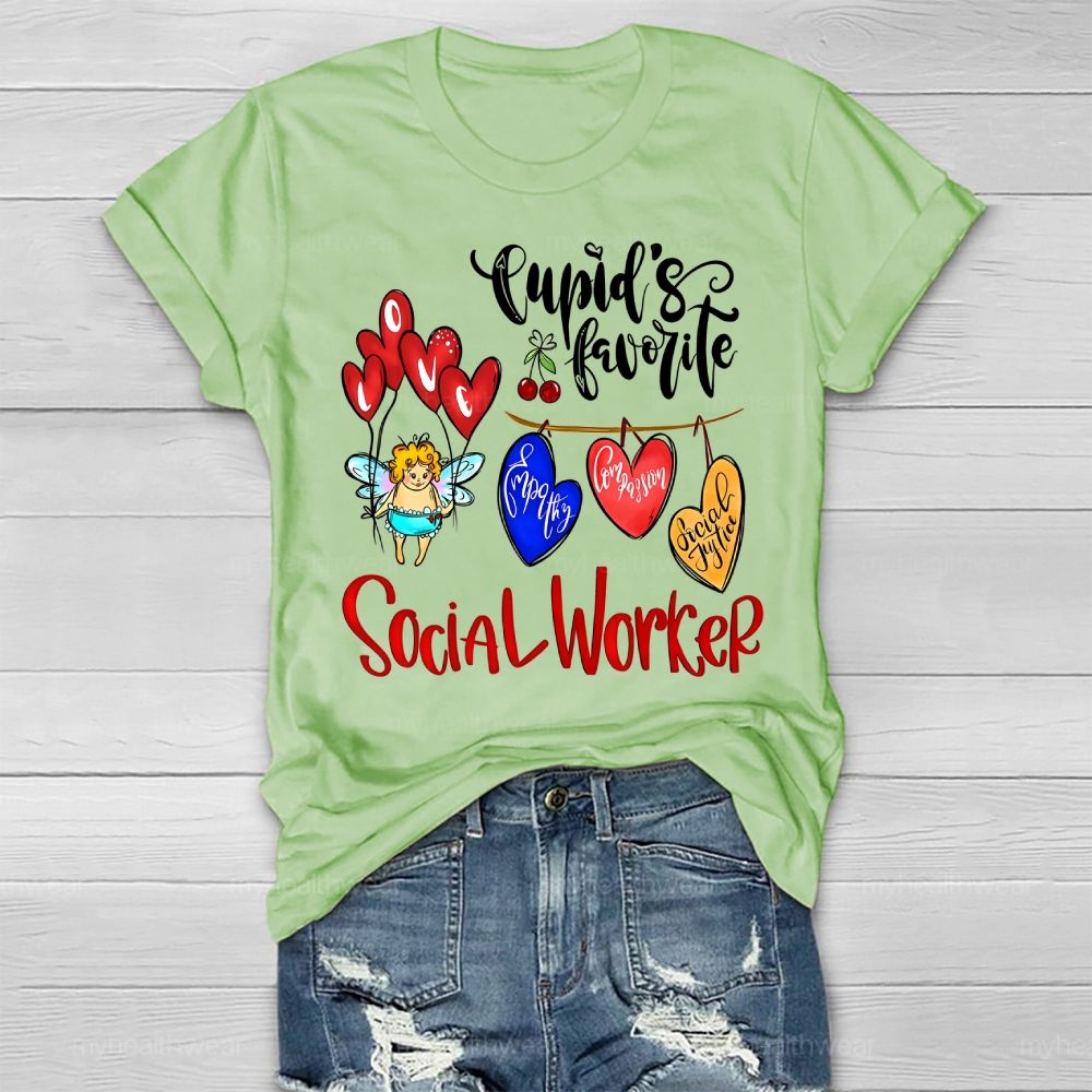 Cupid's Favorite Social Worker Healthwear T-shirt