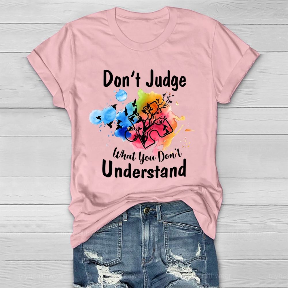 Don't Judge What You Don't Understand Colorful Puzzle Healthwear T-shirt