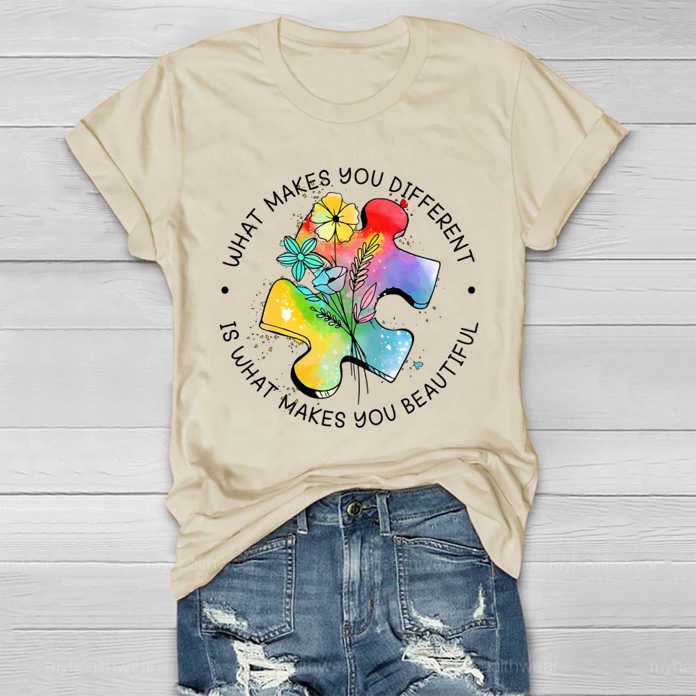 What Makes You Different Is What Makes You Beautiful Flower Puzzle Healthwear T-shirt
