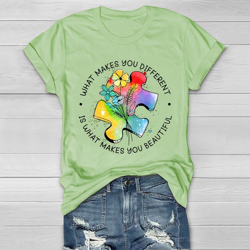 What Makes You Different Is What Makes You Beautiful Flower Puzzle Healthwear T-shirt
