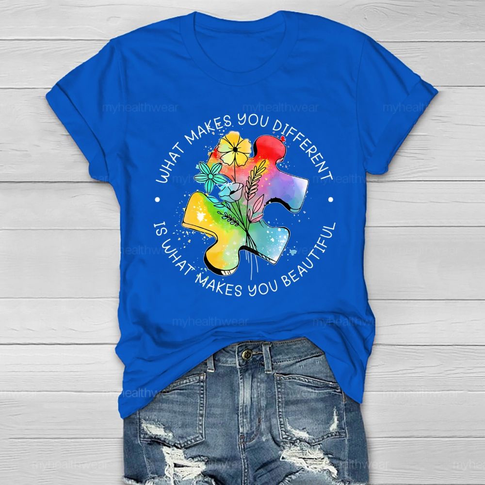 What Makes You Different Is What Makes You Beautiful Flower Puzzle Healthwear T-shirt