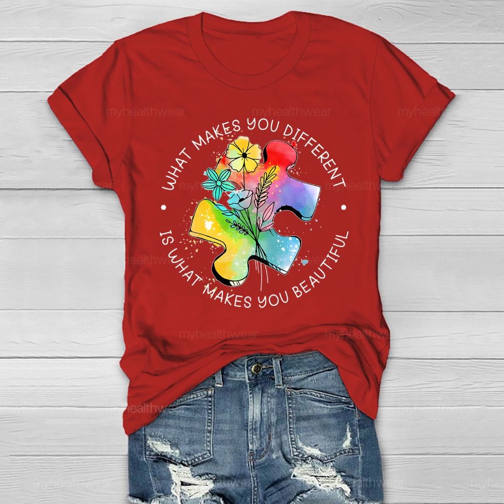 What Makes You Different Is What Makes You Beautiful Flower Puzzle Healthwear T-shirt