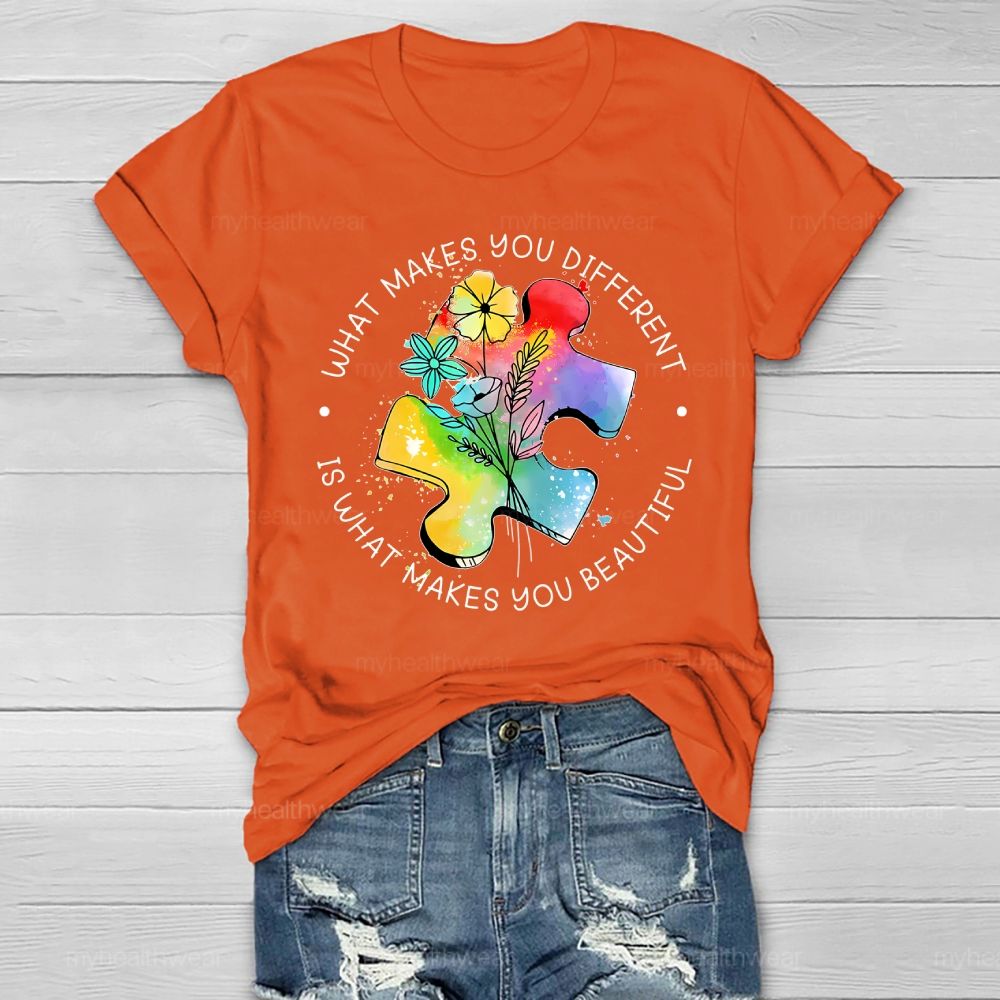 What Makes You Different Is What Makes You Beautiful Flower Puzzle Healthwear T-shirt