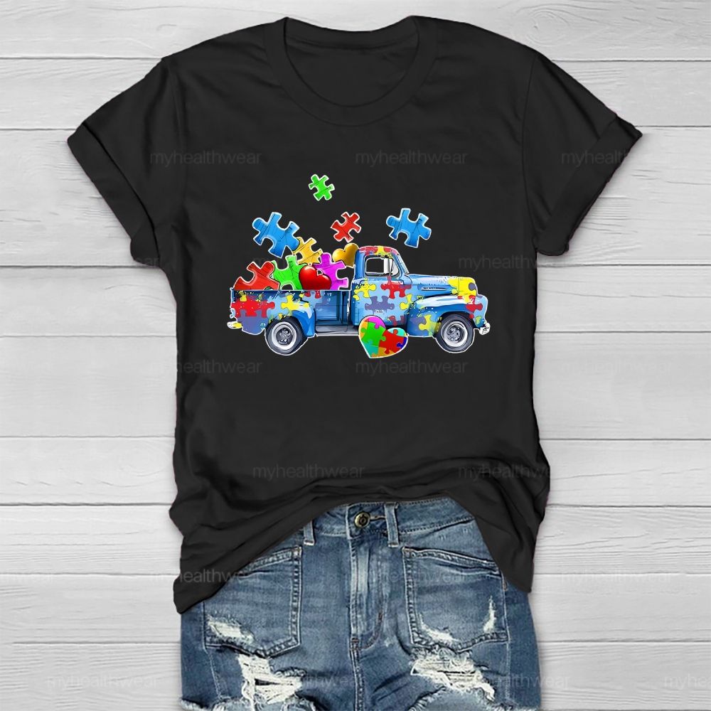 Puzzle Car Love Autism Healthwear T-shirt
